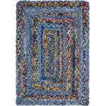 Rug Unique Loom Braided Chindi Blue/Multi Rectangular 2' 0 x 3' 0