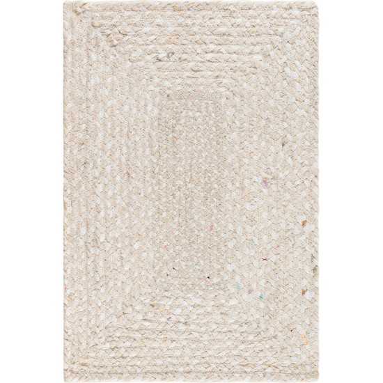 Rug Unique Loom Braided Chindi Ivory Rectangular 2' 0 x 3' 0