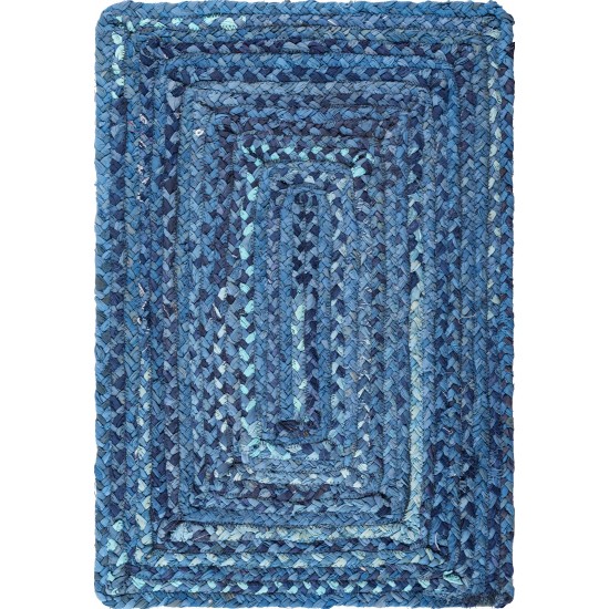 Rug Unique Loom Braided Chindi Blue Rectangular 2' 0 x 3' 0