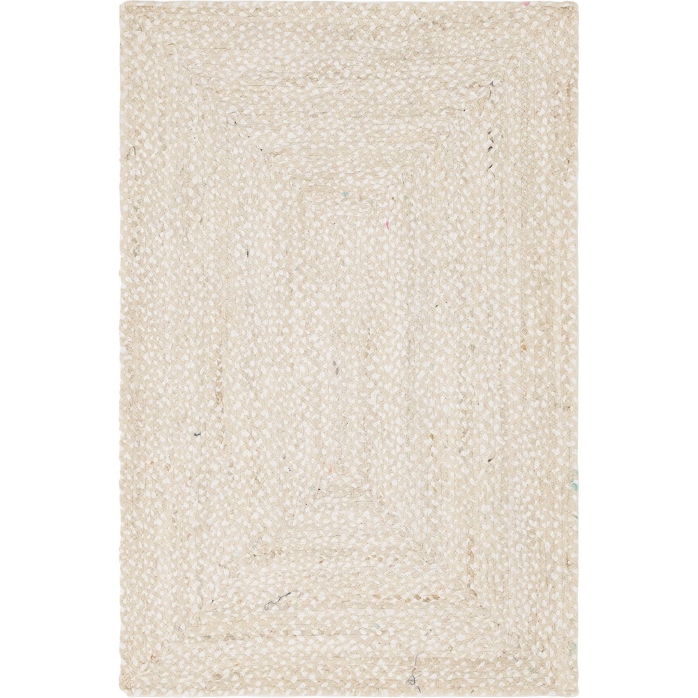 Rug Unique Loom Braided Chindi Ivory Rectangular 4' 0 x 6' 0