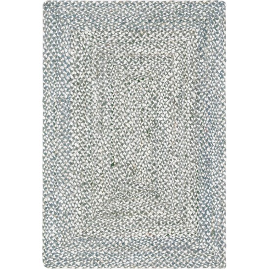 Rug Unique Loom Braided Chindi Gray Rectangular 4' 0 x 6' 0