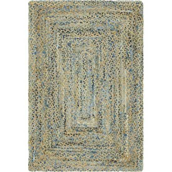 Rug Unique Loom Braided Chindi Blue Rectangular 4' 0 x 6' 0