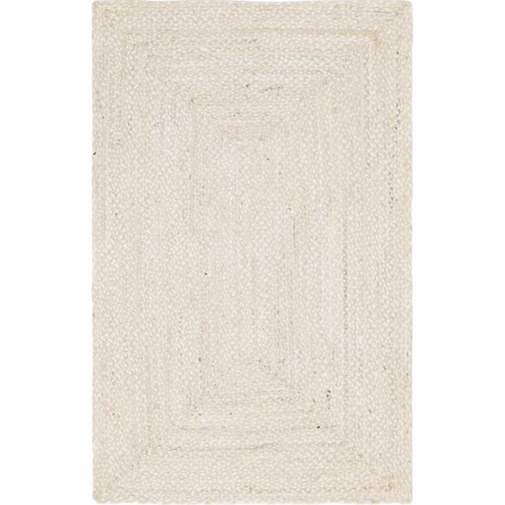 Rug Unique Loom Braided Chindi Ivory Rectangular 5' 0 x 8' 0