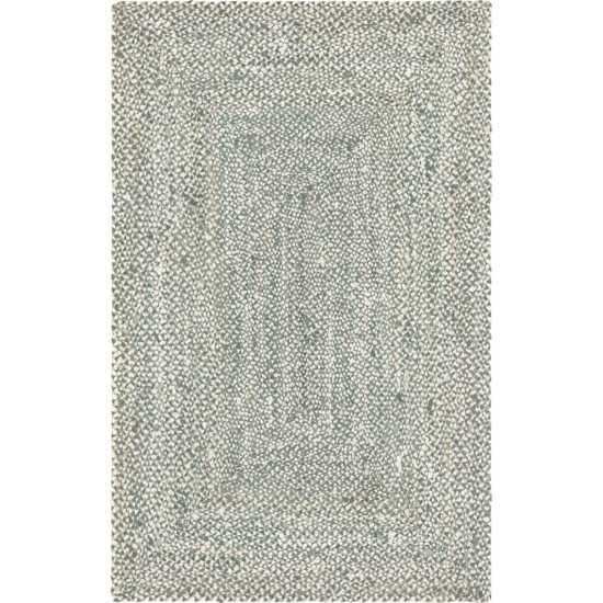 Rug Unique Loom Braided Chindi Gray Rectangular 5' 0 x 8' 0