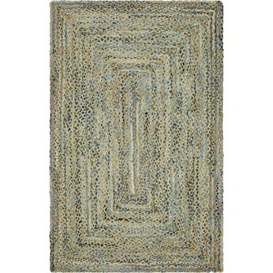 Rug Unique Loom Braided Chindi Blue Rectangular 5' 0 x 8' 0