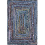 Rug Unique Loom Braided Chindi Blue/Multi Rectangular 6' 0 x 9' 0