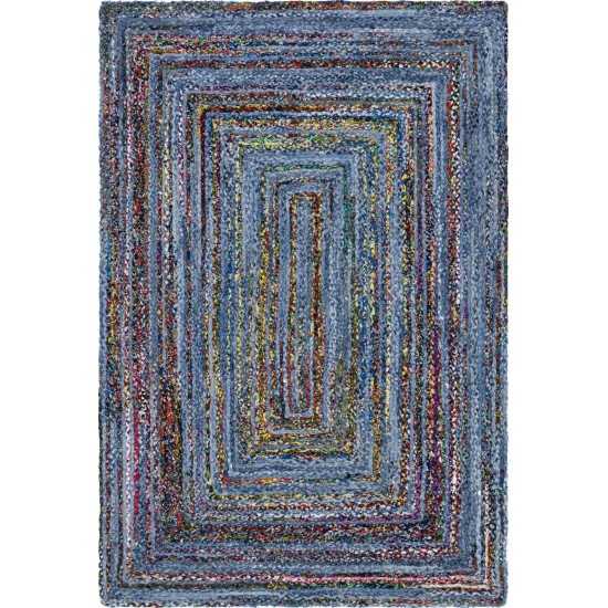 Rug Unique Loom Braided Chindi Blue/Multi Rectangular 6' 0 x 9' 0