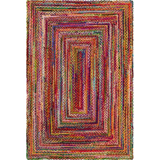 Rug Unique Loom Braided Chindi Multi Rectangular 6' 0 x 9' 0