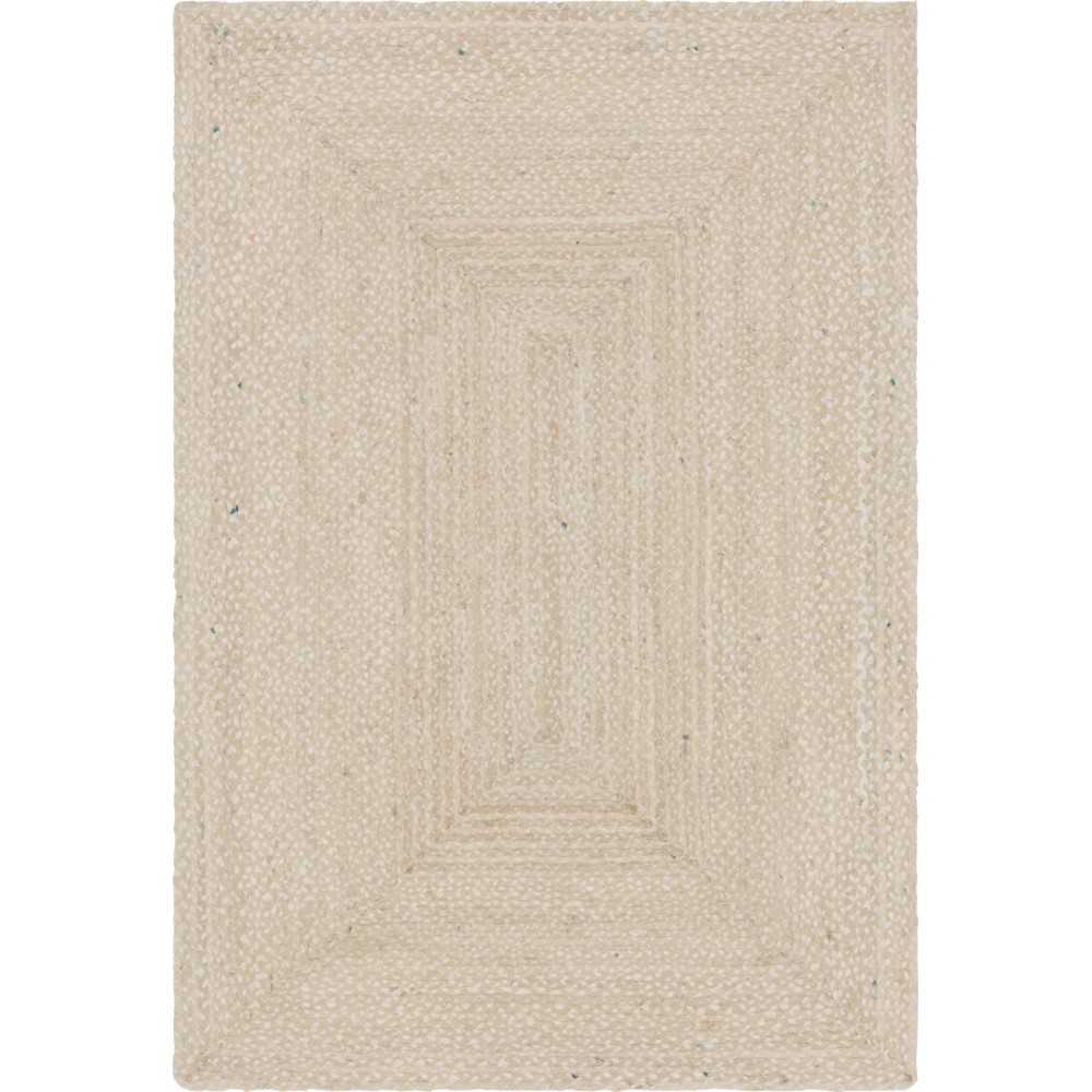 Rug Unique Loom Braided Chindi Ivory Rectangular 6' 0 x 9' 0