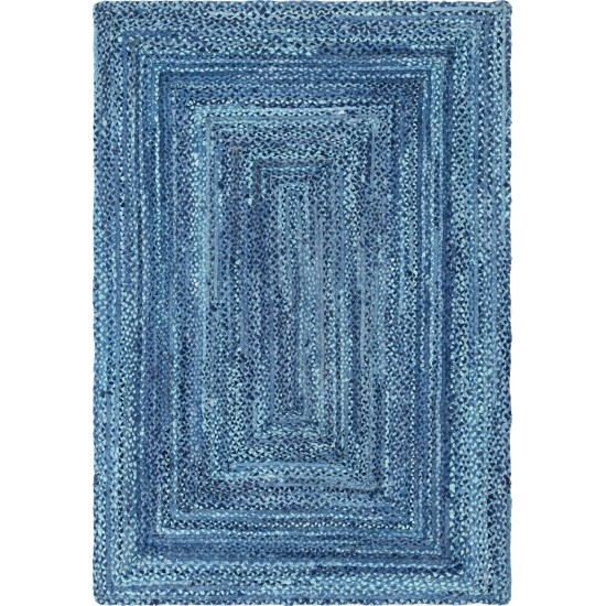 Rug Unique Loom Braided Chindi Blue Rectangular 6' 0 x 9' 0