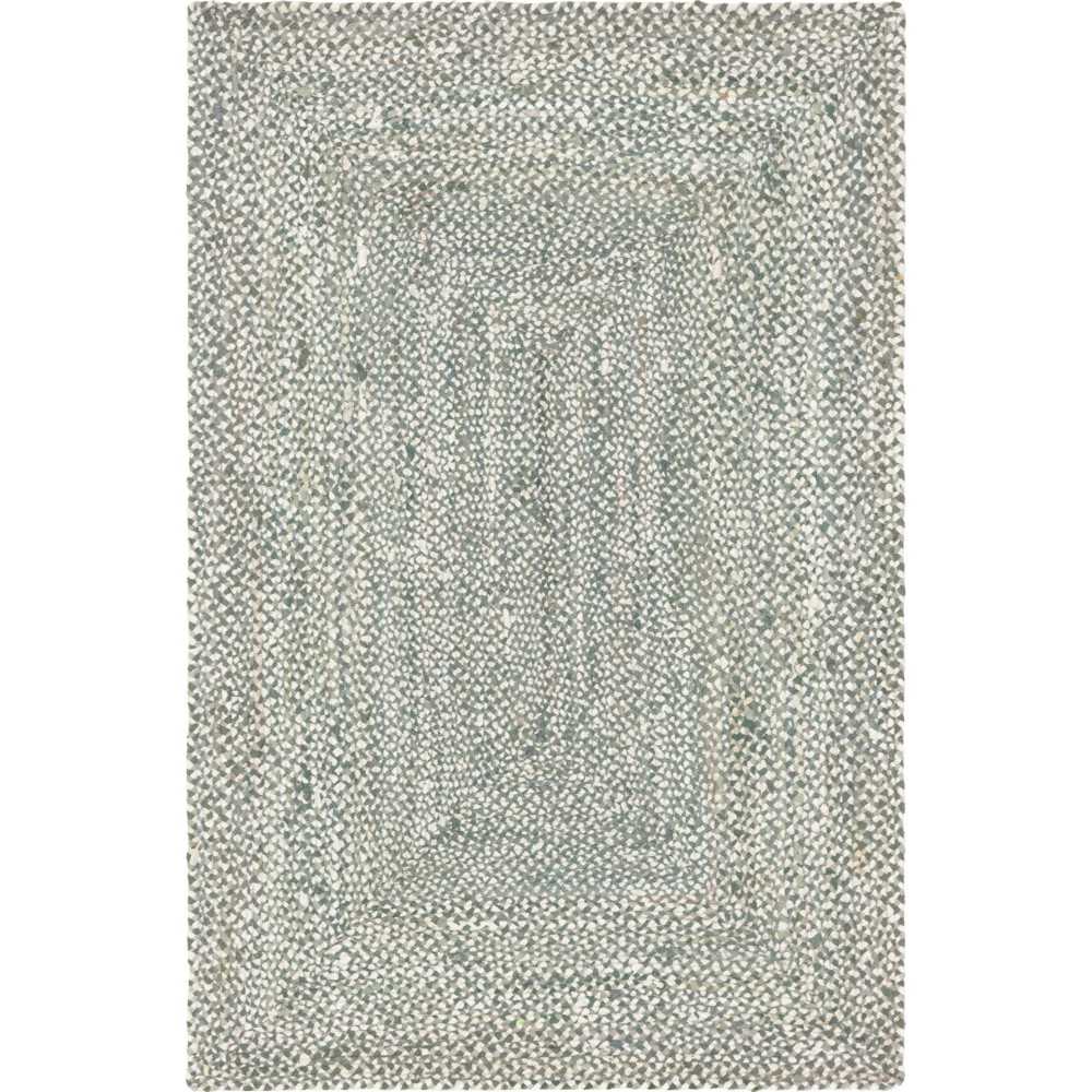 Rug Unique Loom Braided Chindi Gray Rectangular 6' 0 x 9' 0