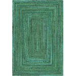 Rug Unique Loom Braided Chindi Green Rectangular 6' 0 x 9' 0