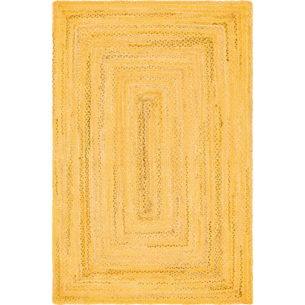 Rug Unique Loom Braided Chindi Yellow Rectangular 6' 0 x 9' 0