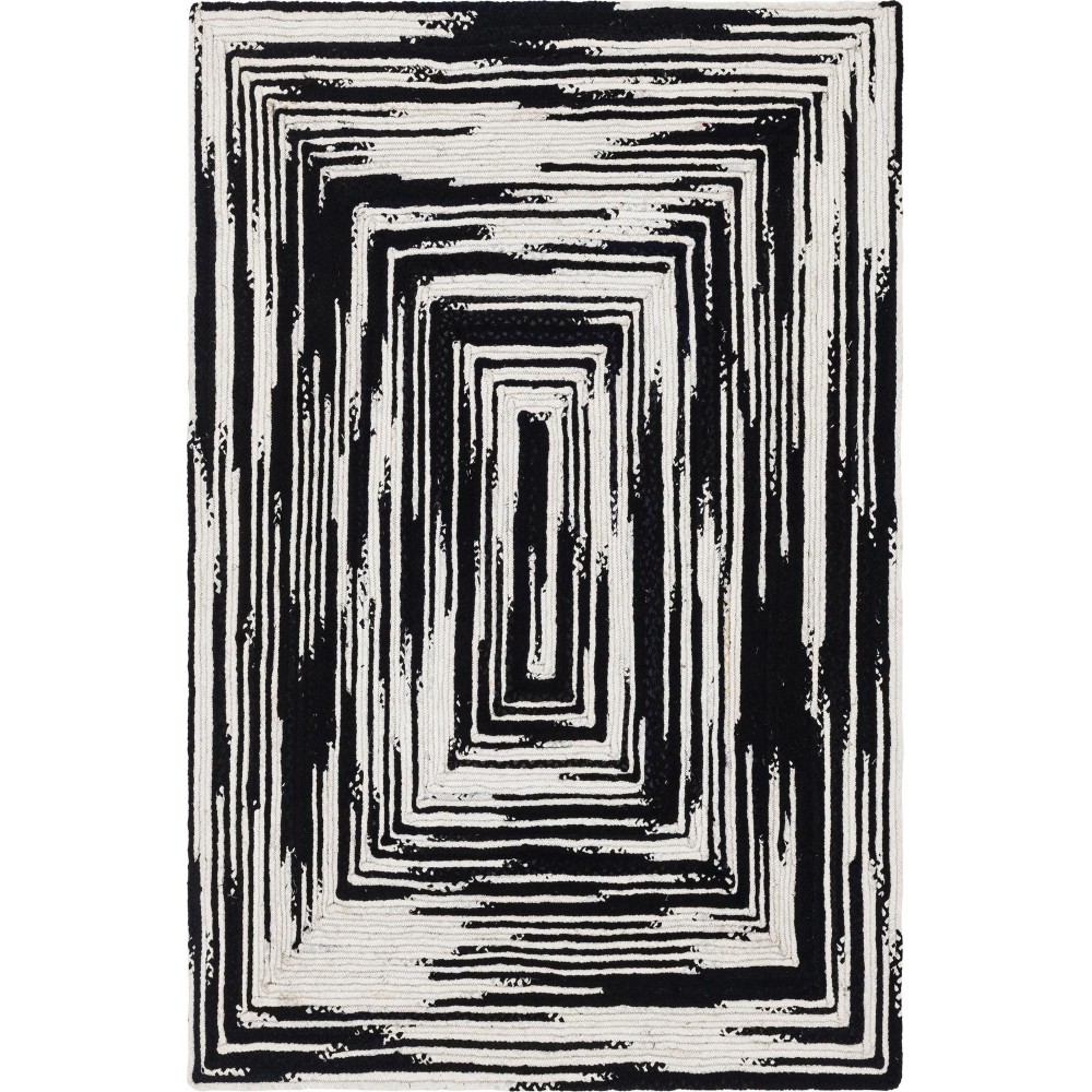 Rug Unique Loom Braided Chindi Black Rectangular 6' 0 x 9' 0 Rug Unique Loom Braided Chindi Black Rectangular 6' 0 x 9' 0