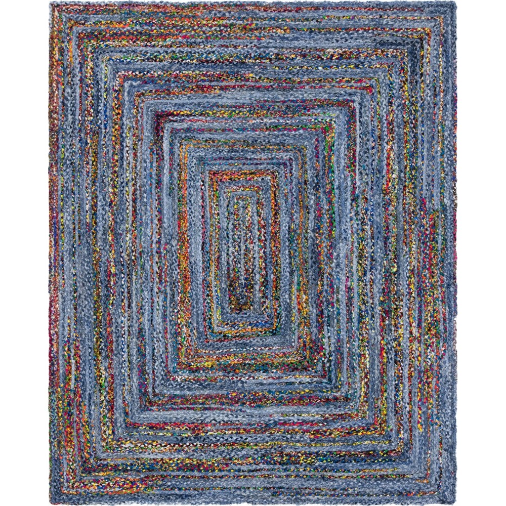 Rug Unique Loom Braided Chindi Blue/Multi Rectangular 8' 0 x 10' 0 Rug Unique Loom Braided Chindi Blue/Multi Rectangular 8' 0 x 10' 0