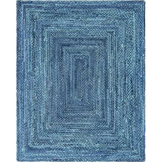 Rug Unique Loom Braided Chindi Blue Rectangular 8' 0 x 10' 0