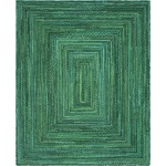 Rug Unique Loom Braided Chindi Green Rectangular 8' 0 x 10' 0