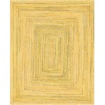 Rug Unique Loom Braided Chindi Yellow Rectangular 8' 0 x 10' 0