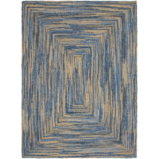 Rug Unique Loom Braided Chindi Blue/Natural Rectangular 9' 0 x 12' 0