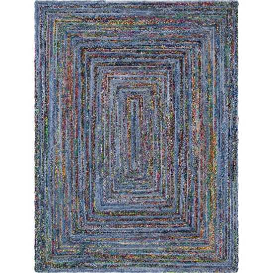 Rug Unique Loom Braided Chindi Blue/Multi Rectangular 9' 0 x 12' 0