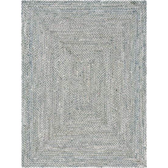 Rug Unique Loom Braided Chindi Gray Rectangular 9' 0 x 12' 0