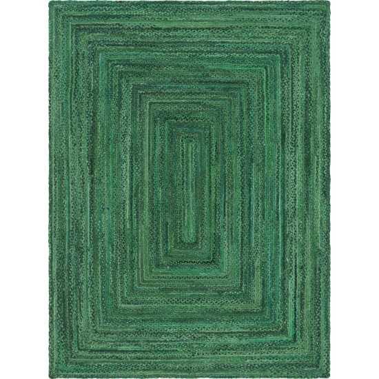 Rug Unique Loom Braided Chindi Green Rectangular 9' 0 x 12' 0