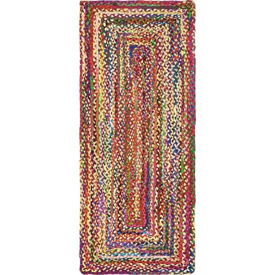 Rug Unique Loom Braided Chindi Multi Runner 2' 6 x 6' 0