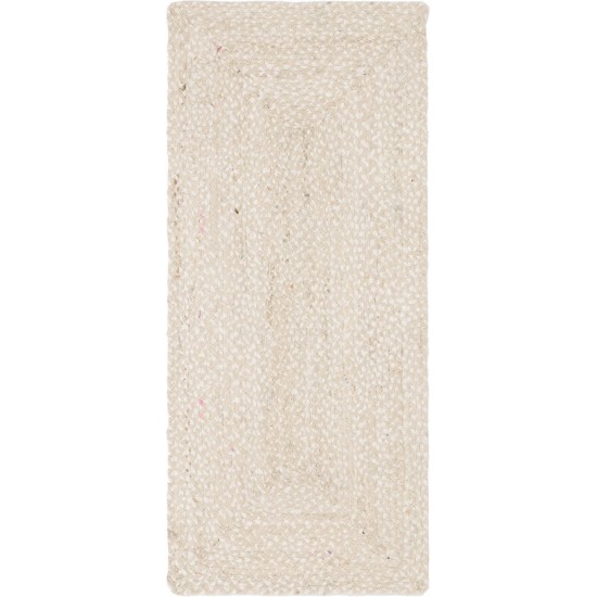 Rug Unique Loom Braided Chindi Ivory Runner 2' 6 x 6' 0