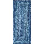 Rug Unique Loom Braided Chindi Blue Runner 2' 6 x 6' 0