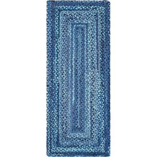 Rug Unique Loom Braided Chindi Blue Runner 2' 6 x 6' 0