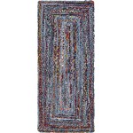 Rug Unique Loom Braided Chindi Blue/Multi Runner 2' 6 x 6' 1