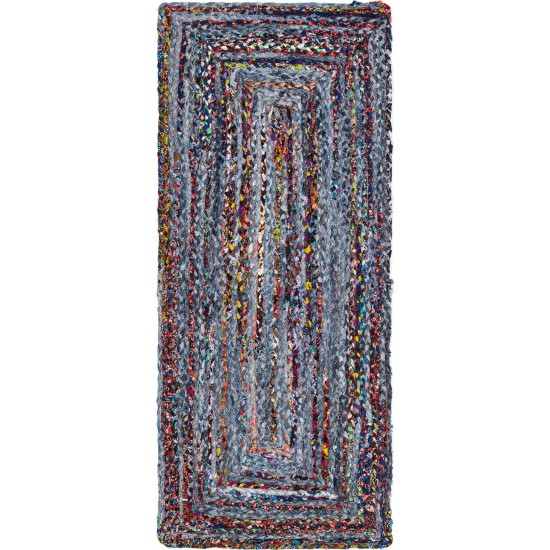 Rug Unique Loom Braided Chindi Blue/Multi Runner 2' 6 x 6' 1