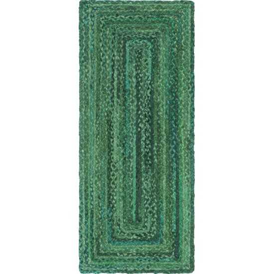 Rug Unique Loom Braided Chindi Green Runner 2' 6 x 6' 1