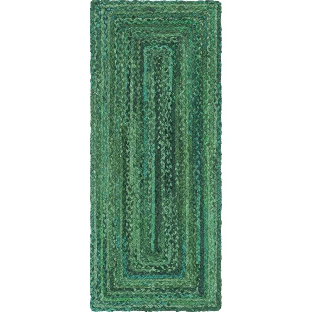 Rug Unique Loom Braided Chindi Green Runner 2' 6 x 6' 1 Rug Unique Loom Braided Chindi Green Runner 2' 6 x 6' 1