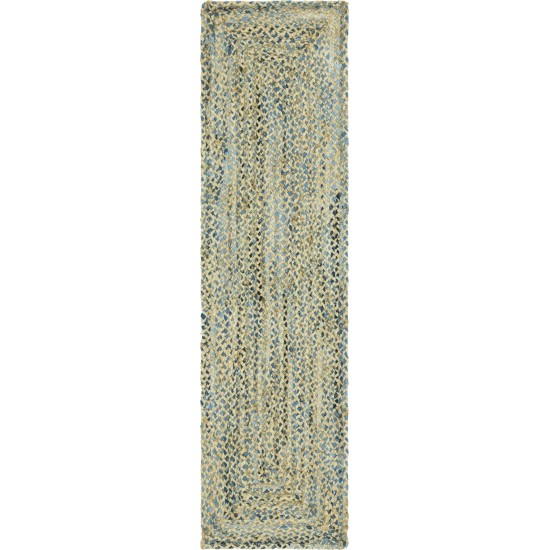 Rug Unique Loom Braided Chindi Blue Runner 2' 2 x 8' 0