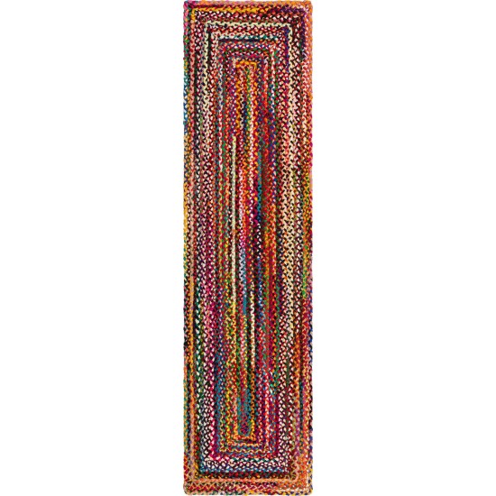 Rug Unique Loom Braided Chindi Multi Runner 2' 7 x 10' 0