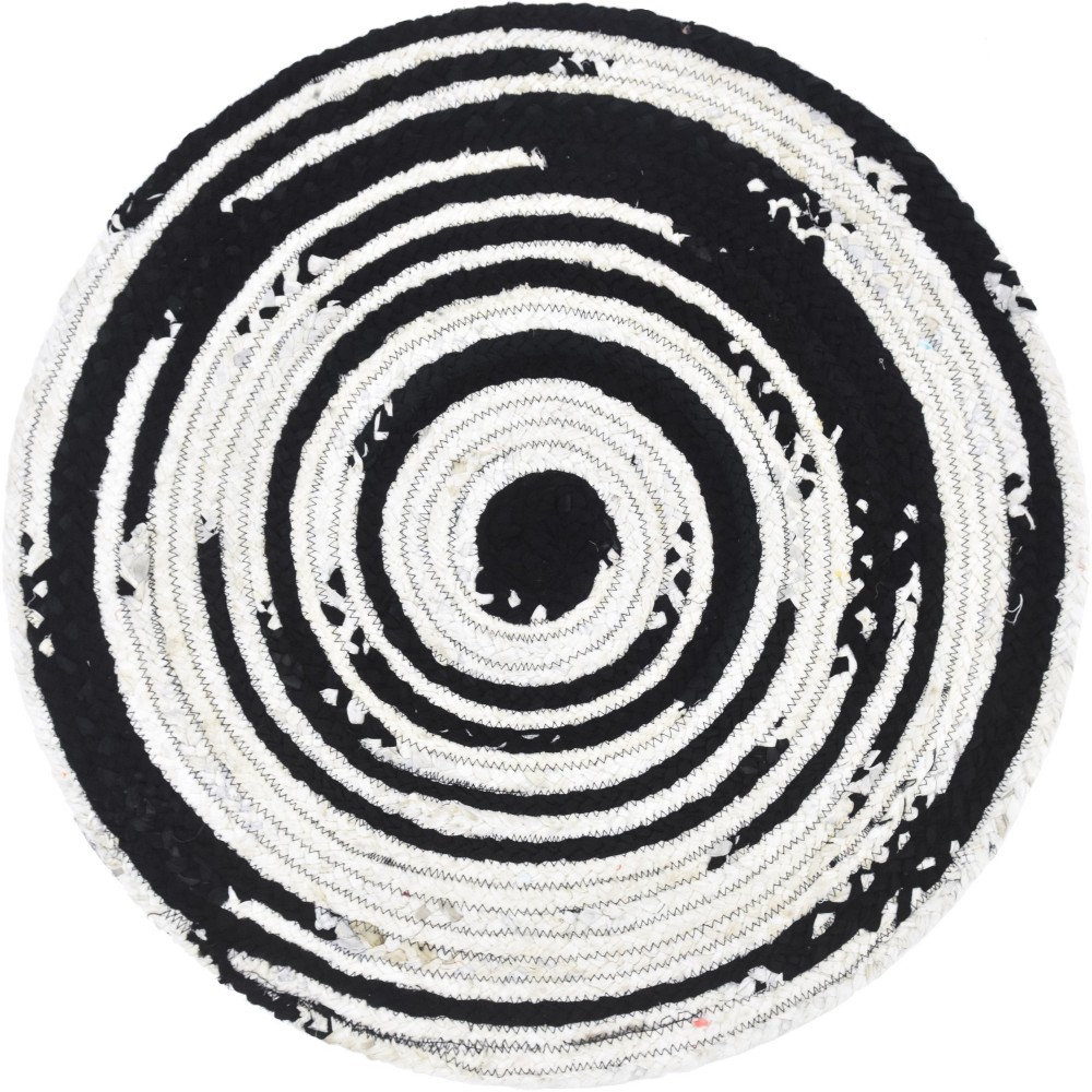 Rug Unique Loom Braided Chindi Black Round 3' 3 x 3' 3 Rug Unique Loom Braided Chindi Black Round 3' 3 x 3' 3
