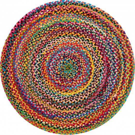 Rug Unique Loom Braided Chindi Multi Round 4' 0 x 4' 0