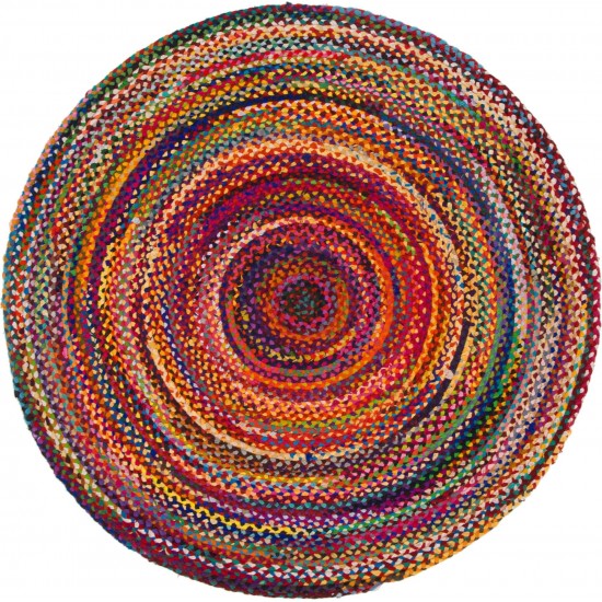 Rug Unique Loom Braided Chindi Multi Round 6' 0 x 6' 0