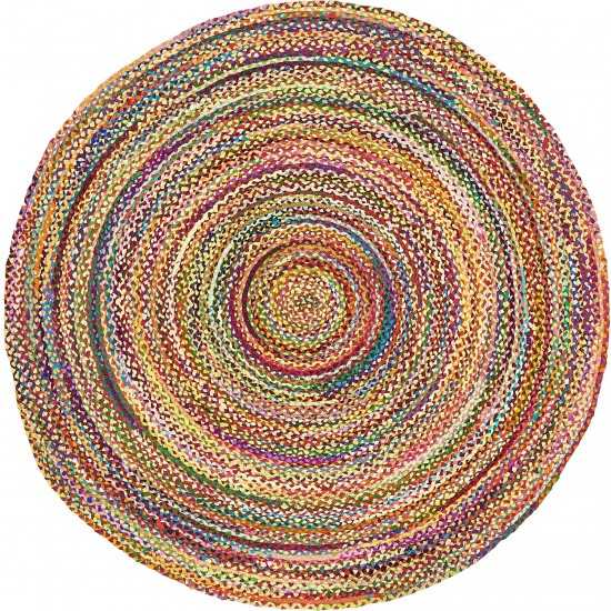 Rug Unique Loom Braided Chindi Multi Round 8' 0 x 8' 0