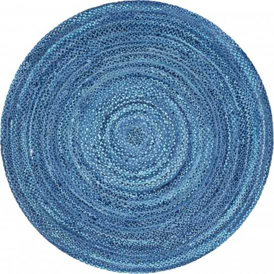 Rug Unique Loom Braided Chindi Blue Round 8' 0 x 8' 0