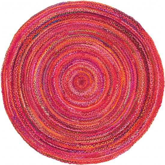 Rug Unique Loom Braided Chindi Red Round 8' 0 x 8' 0