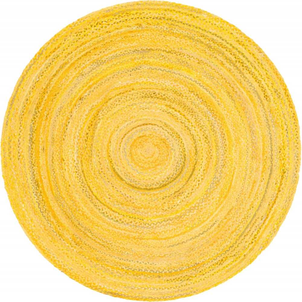 Rug Unique Loom Braided Chindi Yellow Round 8' 0 x 8' 0