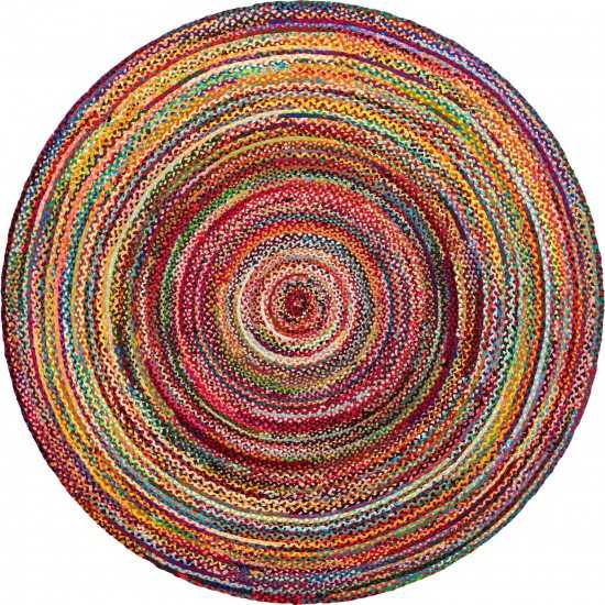 Rug Unique Loom Braided Chindi Multi Round 10' 0 x 10' 0