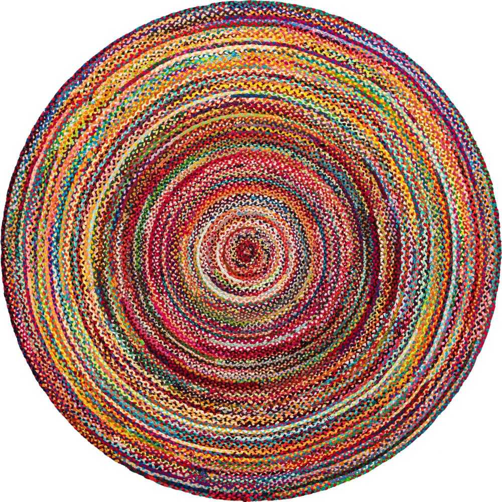 Rug Unique Loom Braided Chindi Multi Round 10' 0 x 10' 0 Rug Unique Loom Braided Chindi Multi Round 10' 0 x 10' 0