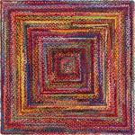 Rug Unique Loom Braided Chindi Multi Square 6' 0 x 6' 0