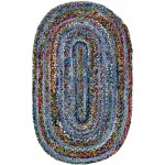 Rug Unique Loom Braided Chindi Blue/Multi Oval 3' 3 x 5' 0