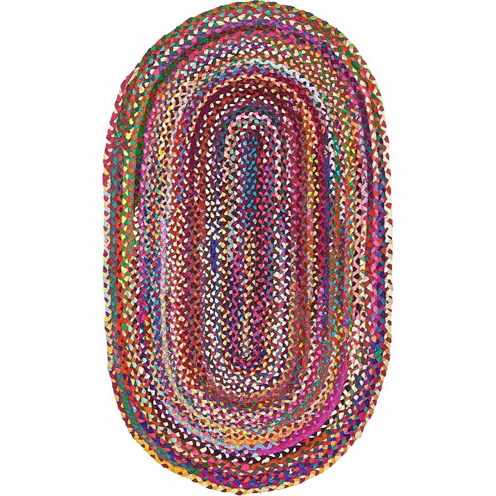 Rug Unique Loom Braided Chindi Multi Oval 3' 3 x 5' 0