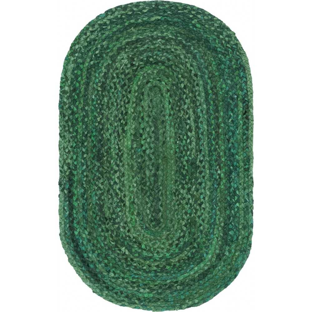 Rug Unique Loom Braided Chindi Green Oval 3' 3 x 5' 0 Rug Unique Loom Braided Chindi Green Oval 3' 3 x 5' 0