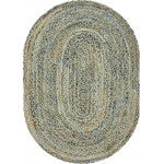 Rug Unique Loom Braided Chindi Blue Oval 4' 0 x 6' 0